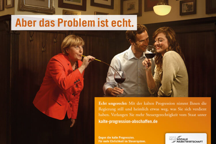 Werbung mit Merkel Double
