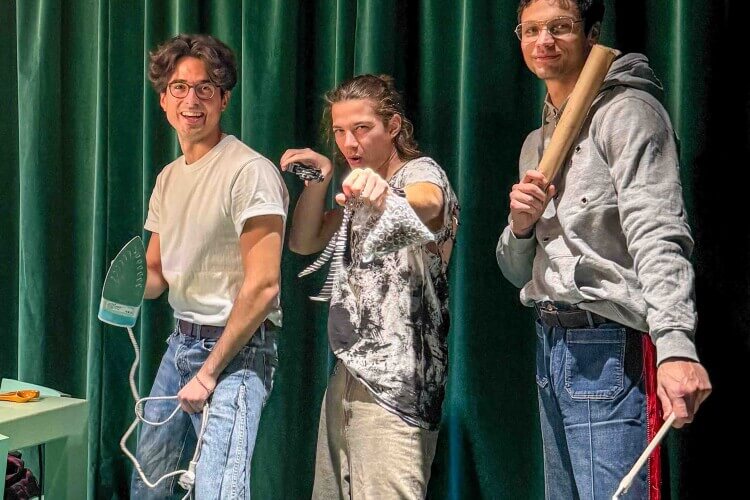 friends having a great time at a clothing customisation workshop